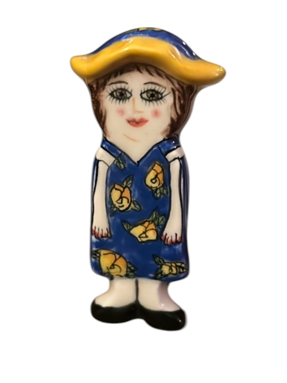 Vintage Susan Paley By Ganz Lady Ceramic Pin Brooch